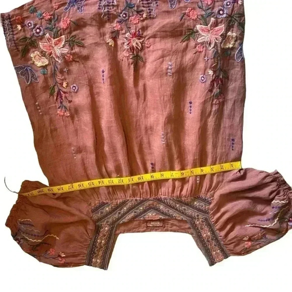 Johnny Was Aimee Puff Sleeve Peasant Top In Pink Floral embroidered Size Small. - Picture 8 of 16